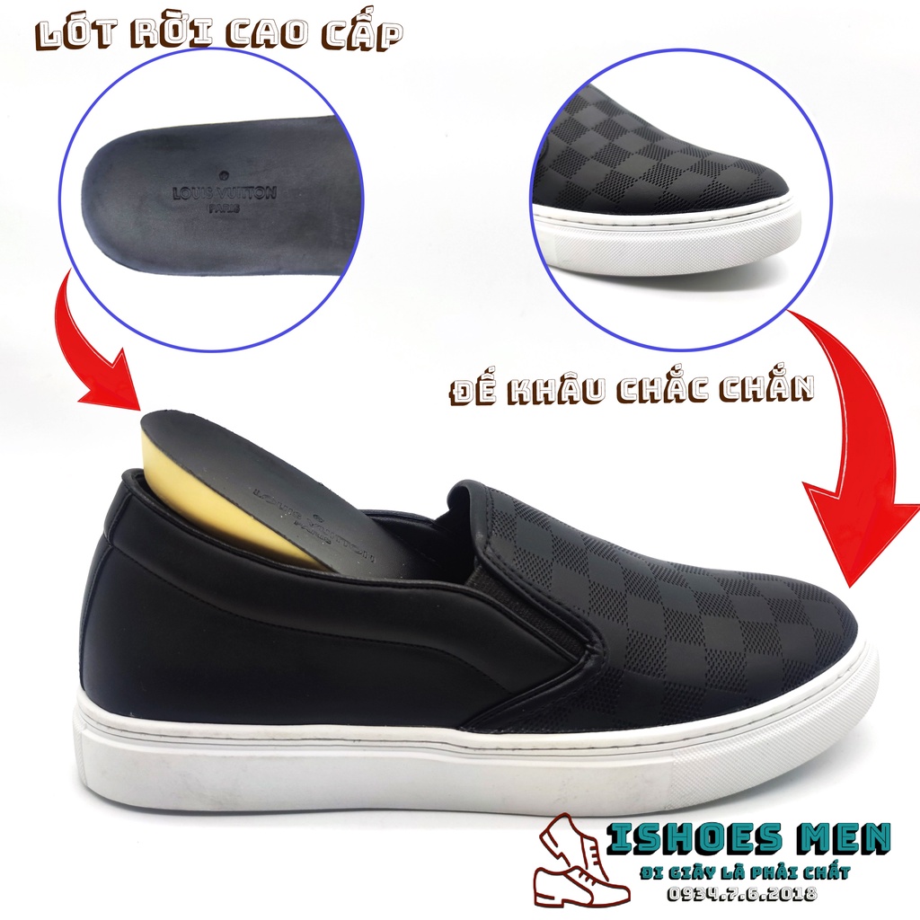 Giày Lười Nam, Giày Slip On LV Nam Da Bò Xịn Đế Kếp Hot Nhất Năm 2021