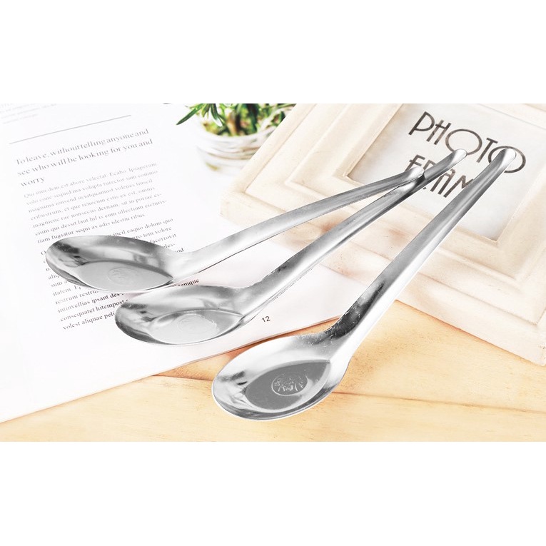 Thìa Phở Inox Cán Dài 17cm Cong