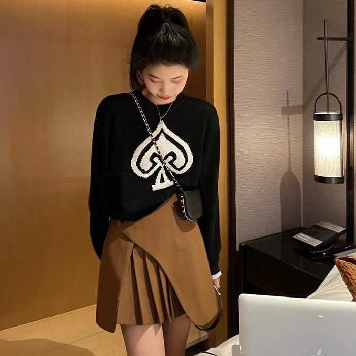 Áo ZHELIHANGFEI dệt kim tay dài lưng cao quyến rũ thời trang xinh xắn cho nữ