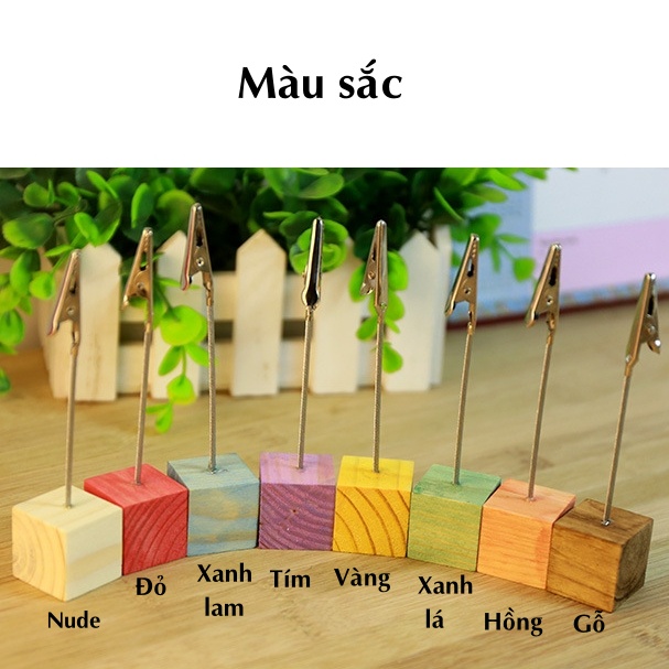 Kẹp ảnh để bàn đế gỗ vuông sắc màu kẹp cardvisit, note, decor bàn làm việc, bàn học, quà tặng ý nghĩa Kho album ảnh AnV