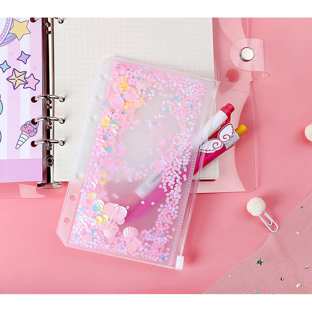 1 Túi Đựng Tài Liệu Bằng PVC Trong Suốt Đính Kim Tuyến Trang Trí Sổ Tay Khổ A5 / A6