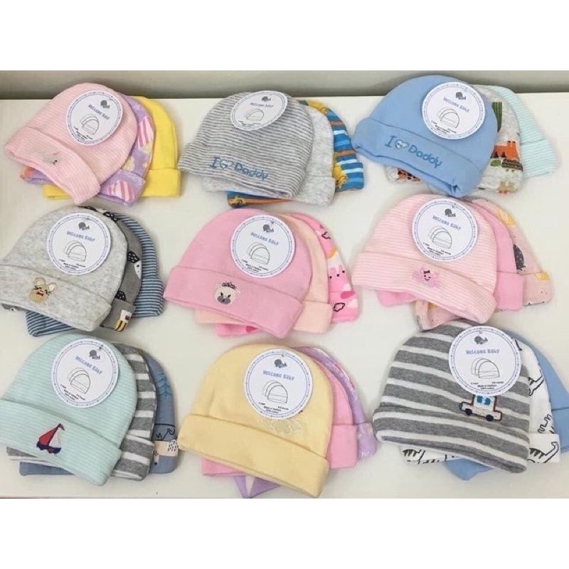Sét 3 mũ sơ sinh cho bé 0-3 tháng