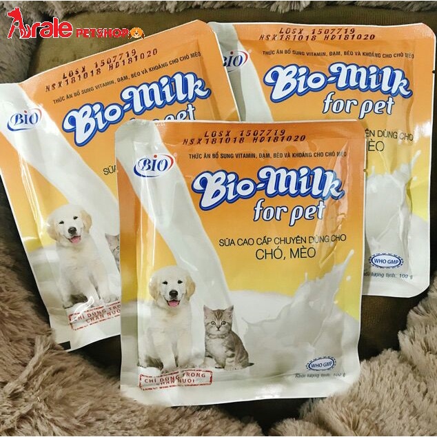 Sữa cho chó mèo BIO MILK Gói 100g Bổ sung vitamin, đạm, béo và khoáng