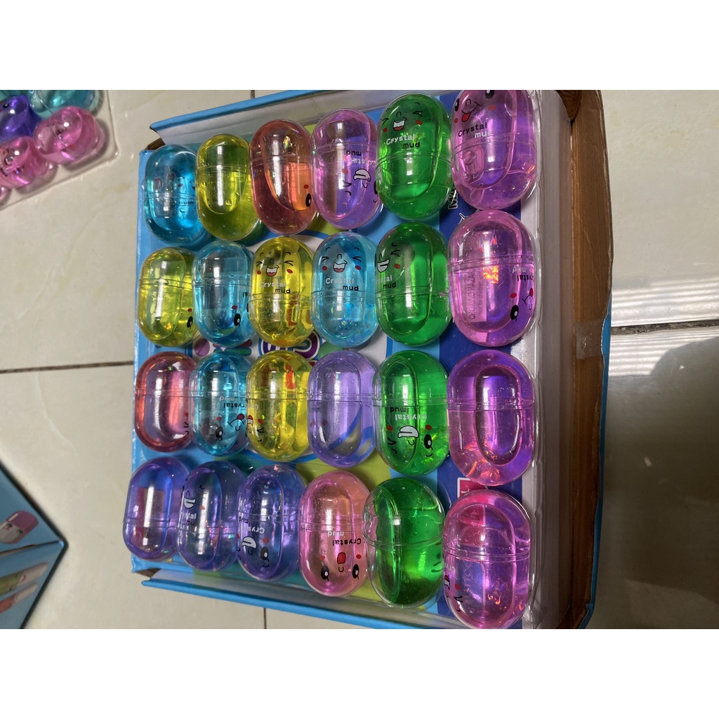 COMBO 6 Slime hình quả trứng ngũ sắc nhiều màu đồ chơi chất nhờn ma quái