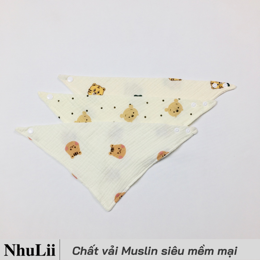 Yếm ăn dặm cho bé NHULII Vải xô cao cấp cho bé sơ sinh đến 2 tuổi NI005