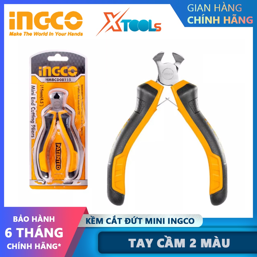 Kìm cắt đầu mini INGCO HMBCD08115 kềm cắt mini Kích thước 4.5&quot;/ 115mm Đầu kềm được đánh bóng và chống gỉ cắt, tuốt dây đ