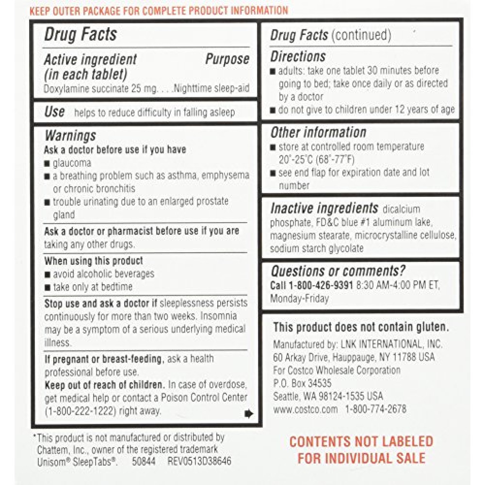 Viên uống hỗ trợ giấc ngủ ngon Kirkland Sleep Aid 25mg 96 viên