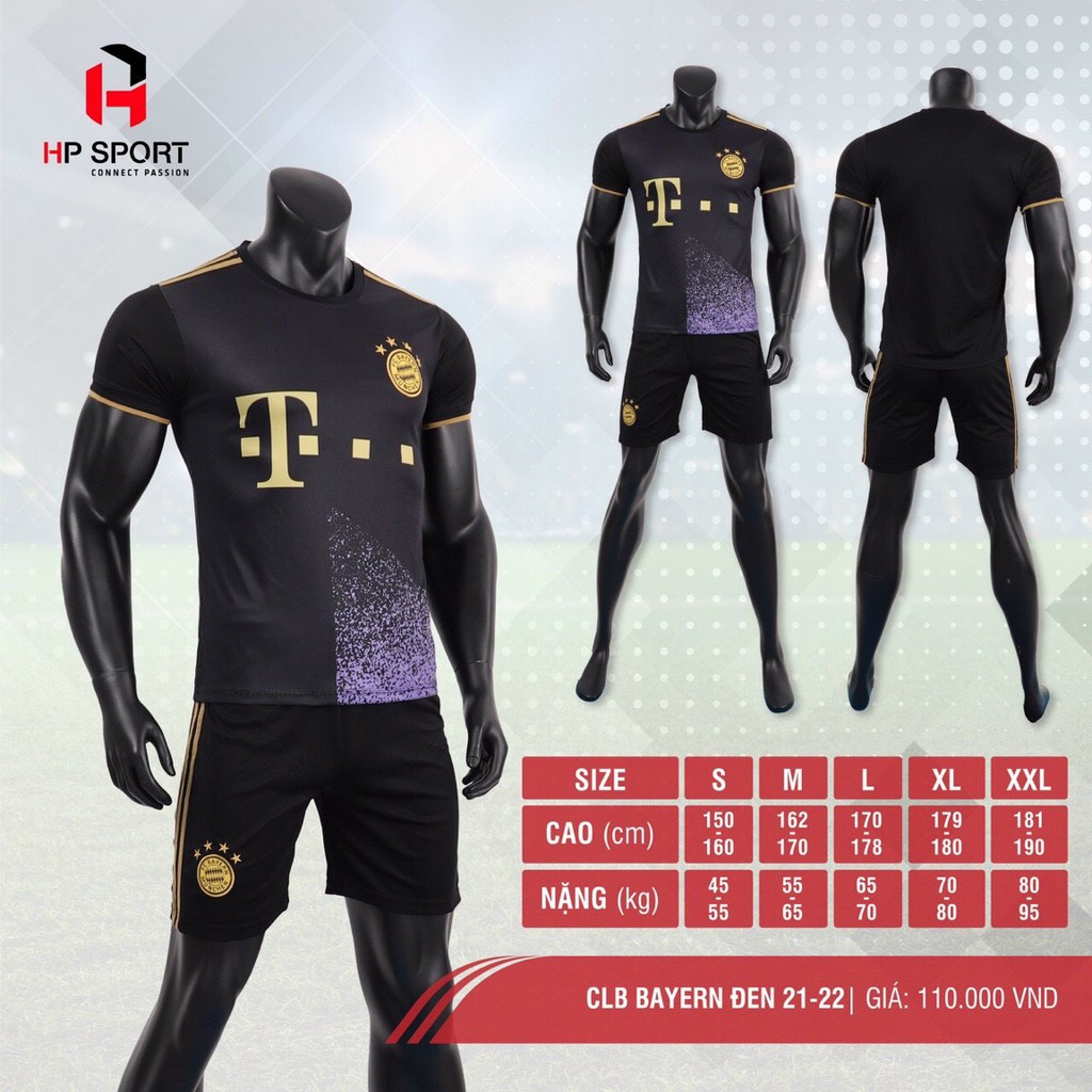 Bộ quần áo bóng đá CLB BAYERN Đen 2022