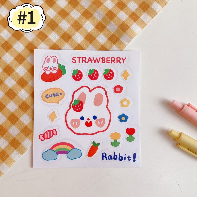 Sticker Trong Suốt Gấu Thỏ Siêu Dễ Thương Trang Trí Đồ Dùng