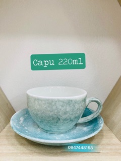 Bộ ly kèm đĩa capuchino men đá 220ml