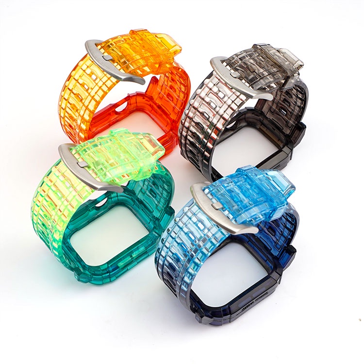 Ốp Silicone Trong Suốt Màu Gradient Cho Apple Watch Series 8 7 6 5 4 3 2 1 SE Iwatch 38mm 40mm 41mm 42mm 44mm 45mm