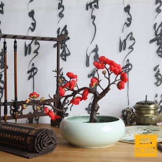 Hoa Giả Hoa Lụa - CÀNH ĐÀO BONSAI THẾ THÁC ĐỔ THU TÀI LỘC Loại 1