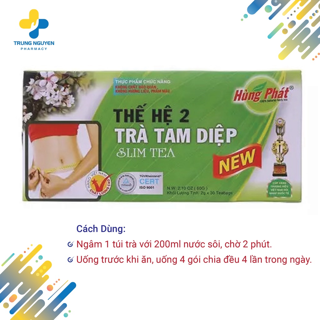 TRÀ GIẢM CÂN TAM DIỆP THẾ HỆ 2 - HỘP 30 GÓI