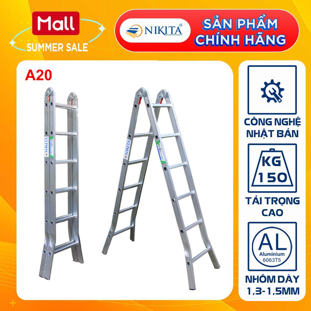 Thang nhôm khóa sập tự động NIKITA A20 ( 2M + 2M )