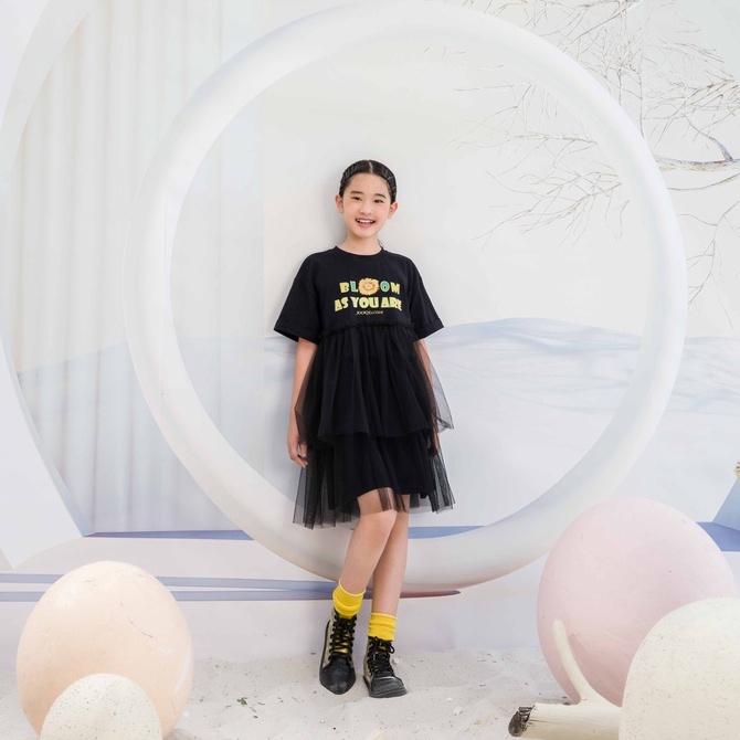 Đầm bé gái JOOKYLI cotton Bloom phối voan 43G0987