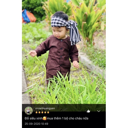 Áo Bà Ba Nâu Cho Bé Và Người Lớn Đủ Size Có Kèm Khăn Rằn