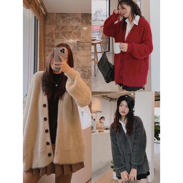 [Ảnh thật/Video] Áo len Cardigan lông thỏ Quảng Châu, Áo Cadigan lông thỏ 4 cúc - Dorita Boutique | WebRaoVat - webraovat.net.vn