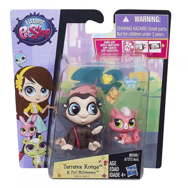 Đồ chơi mô hình Bộ đôi Khỉ và Mèo Littlest Pet Shop chính hãng MBXT