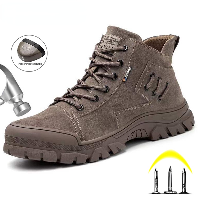 Giày Bốt Bảo Hộ Lao Động Mũi Thép Chống Đâm Thủng Bảo Vệ An Toàn Cho Nam QINHUIZE