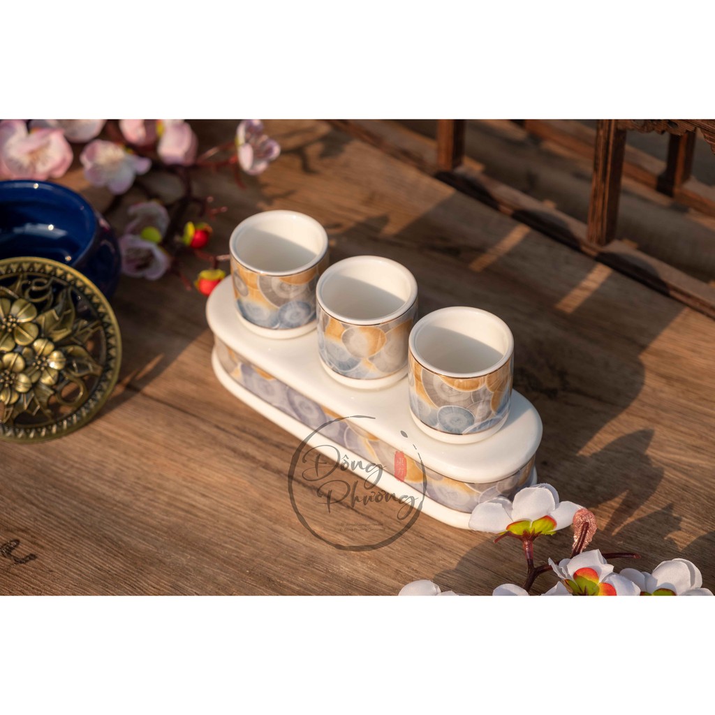 [ĐỒ THỜ CÚNG] BỘ CHUNG NƯỚC CÚNG SỨ TRẮNG VÂN XANH NGỌC CAO CẤP