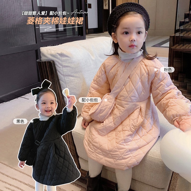 Đầm dệt kim + túi thời trang phong cách hàn quốc dành cho bé gái