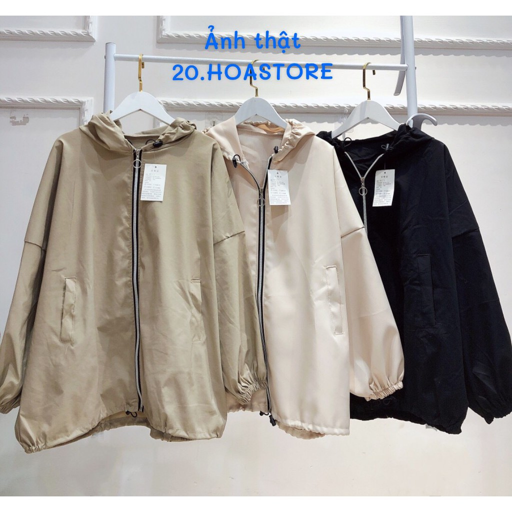 ÁO KHOÁC KAKI NỈ LÌ OVERSIZE KHÓA TRÒN TAY PHỒNG BE ĐEN NÂU - Jacket hoodie trendy Ulzzang