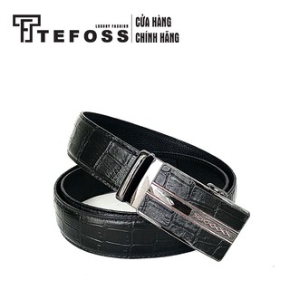 Thắt lưng nam TEFOSS da bò thật vân cá sấu nâu và đen sang trọng (1 cái)