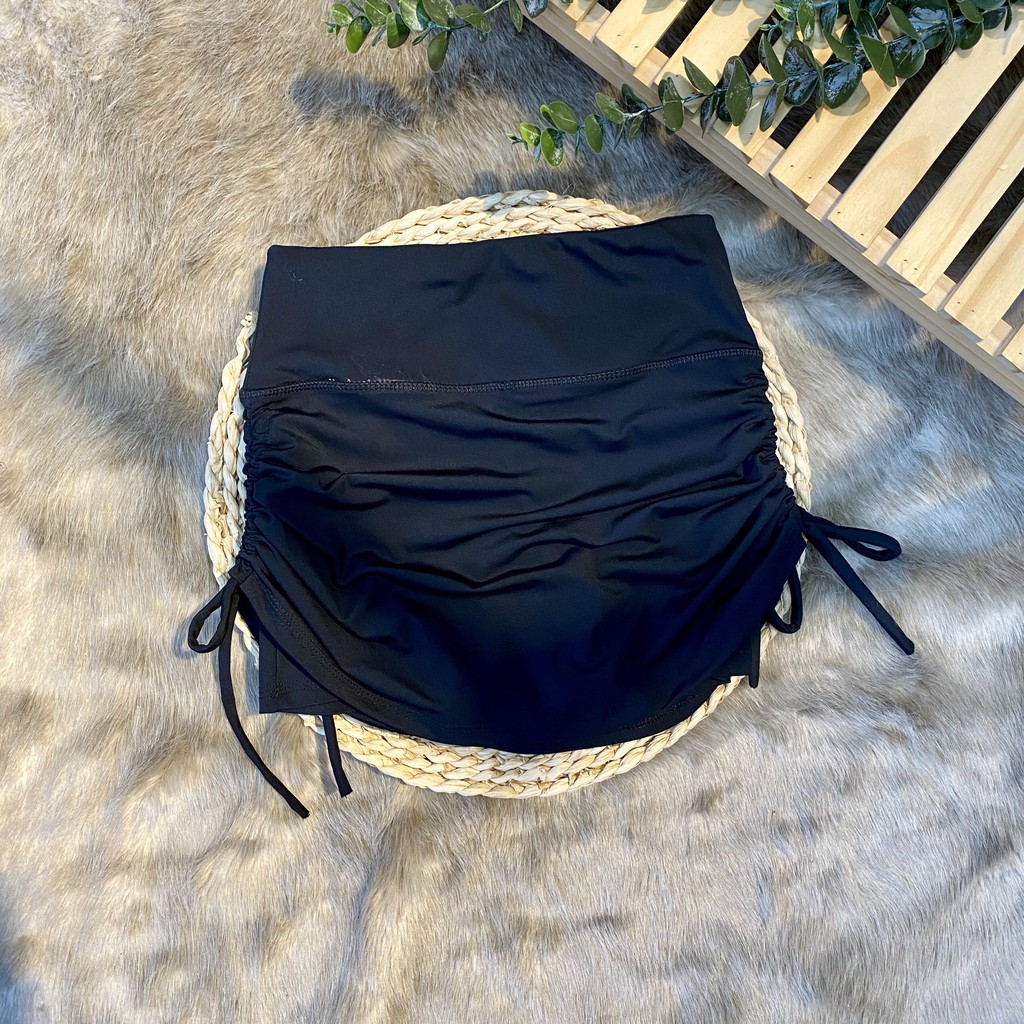 CHÂN VÁY NHÚN RÚT DÂY KÈM QUẦN TRONG LIỀN Đen - tập GYM AEROBIC HOT 2023 girlsold