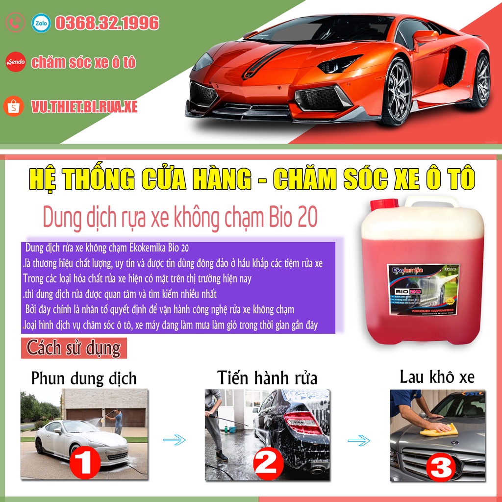 Nước Rửa Xe Không Chạm, Dung Dịch Rửa Xe Ô Tô, Xe Máy Siêu Sạch, Siêu Bóng Bảo Vệ Sơn Xe Bio 20 - 5L Tăng 02 Khăn