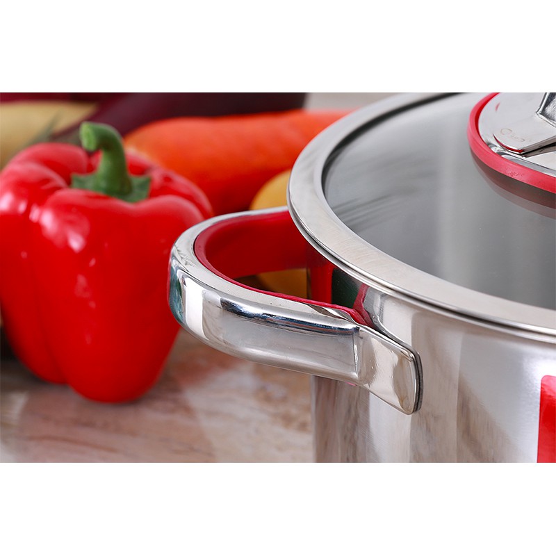 〖An toàn sử dụng 〗Nồi inox cao cấp 3 đáy Happy Cook Aries HC-20AR (20cm) - Hấp thụ nhiệt tốt,không bị oxy hóa - Nắp kính