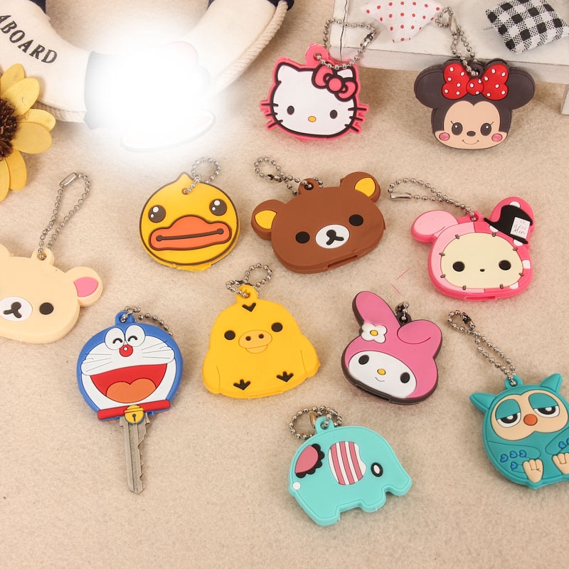 Vỏ bọc cho chìa khóa xe hơi bằng silicon hình Hello Kitty dễ thương có chuỗi dây tiện lợi