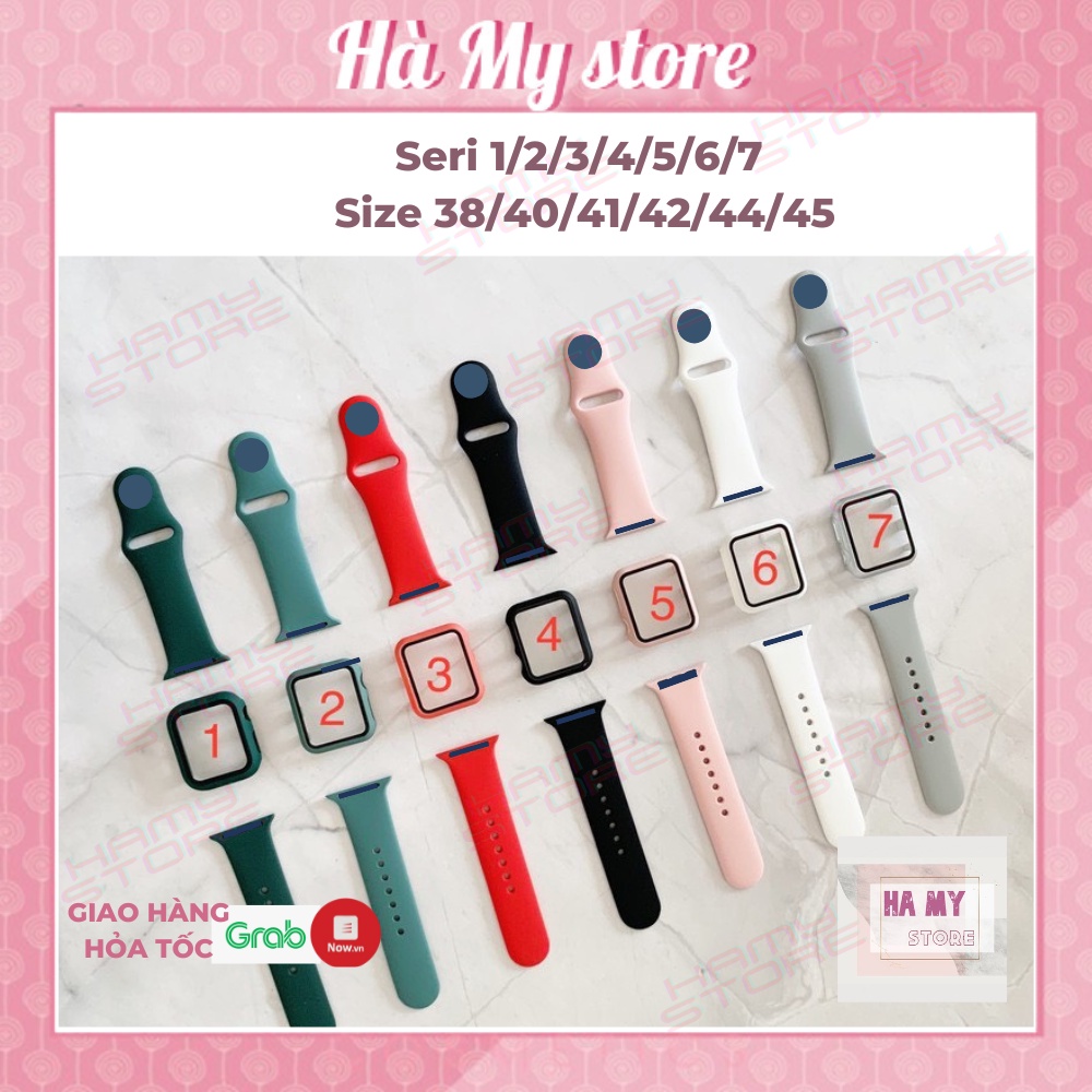 COMBO SIÊU HOT 2SP ỐP KÍNH ĐỒNG HỒ THÔNG MINH VÀ DÂY CAO SU SIZE 38/40/41/42/44/45MM
