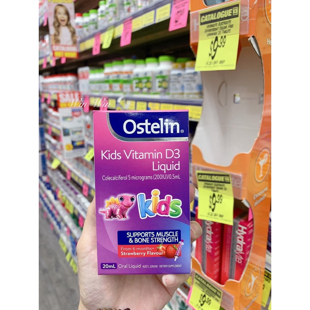 Vitamin D dạng nước cho trẻ Ostelin Kids Liquid 20ml của Úc
