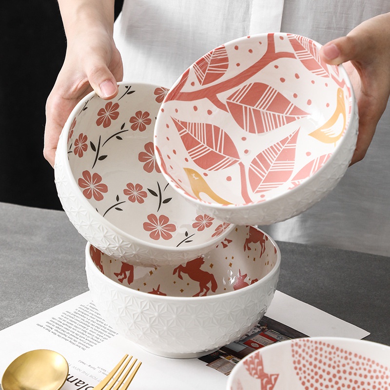 Tô gốm 6 inch đựng mì ramen phong cách nhật bản