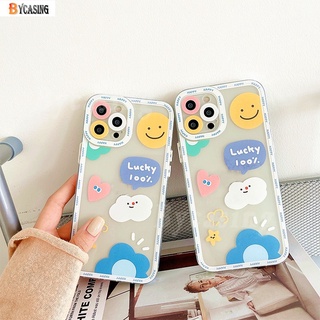 Ốp điện thoại silicon mềm trong suốt viền màu hình đám mây thích hợp cho iPhone 13 Pro Max 12 11 Xr Xs 6 6 7 8 Plus