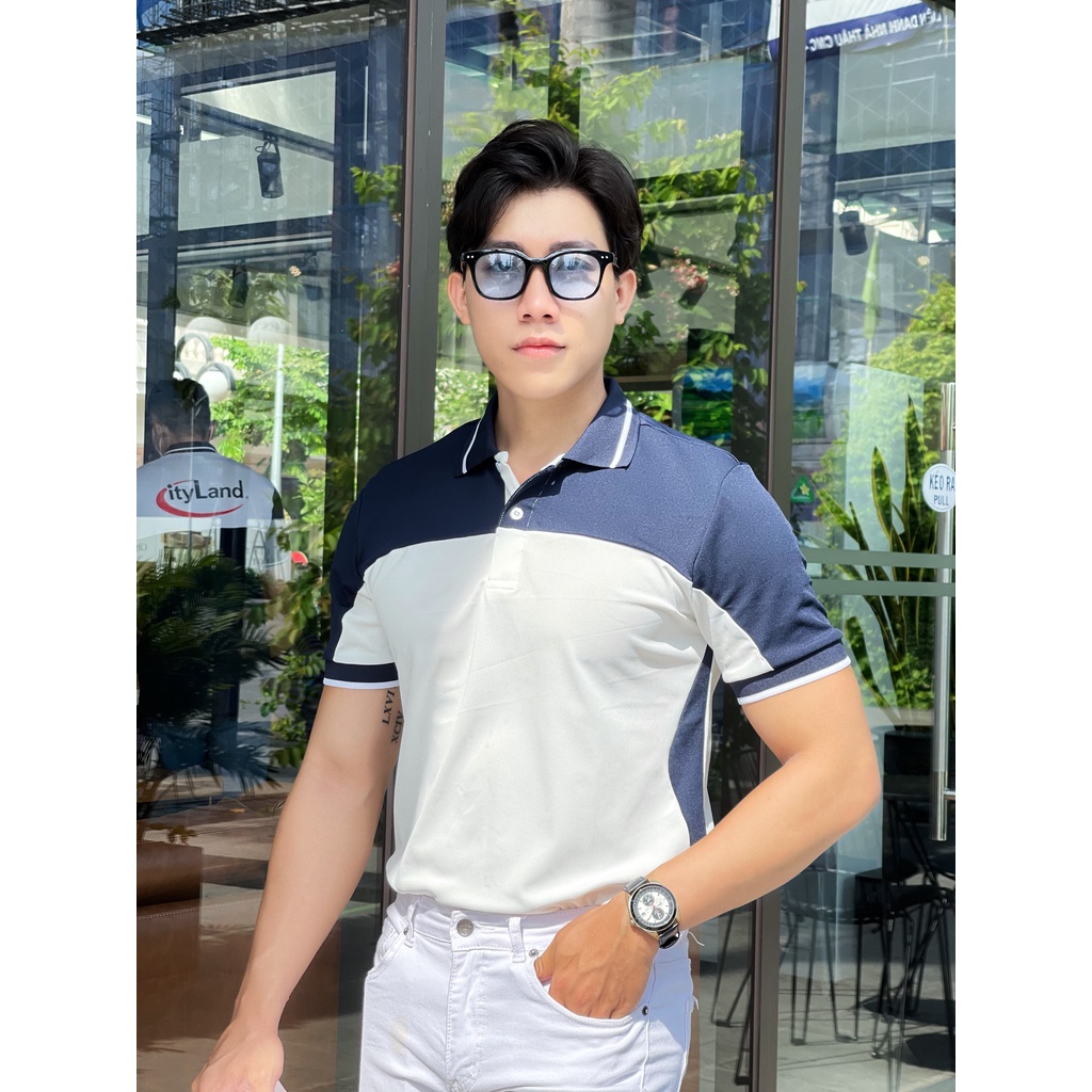 Áo polo nam cổ bẻ phối vai 2 màu chất vải cá sấu Cotton xuất xịn,chuẩn form, sang trọng - thanh lịch TB050
