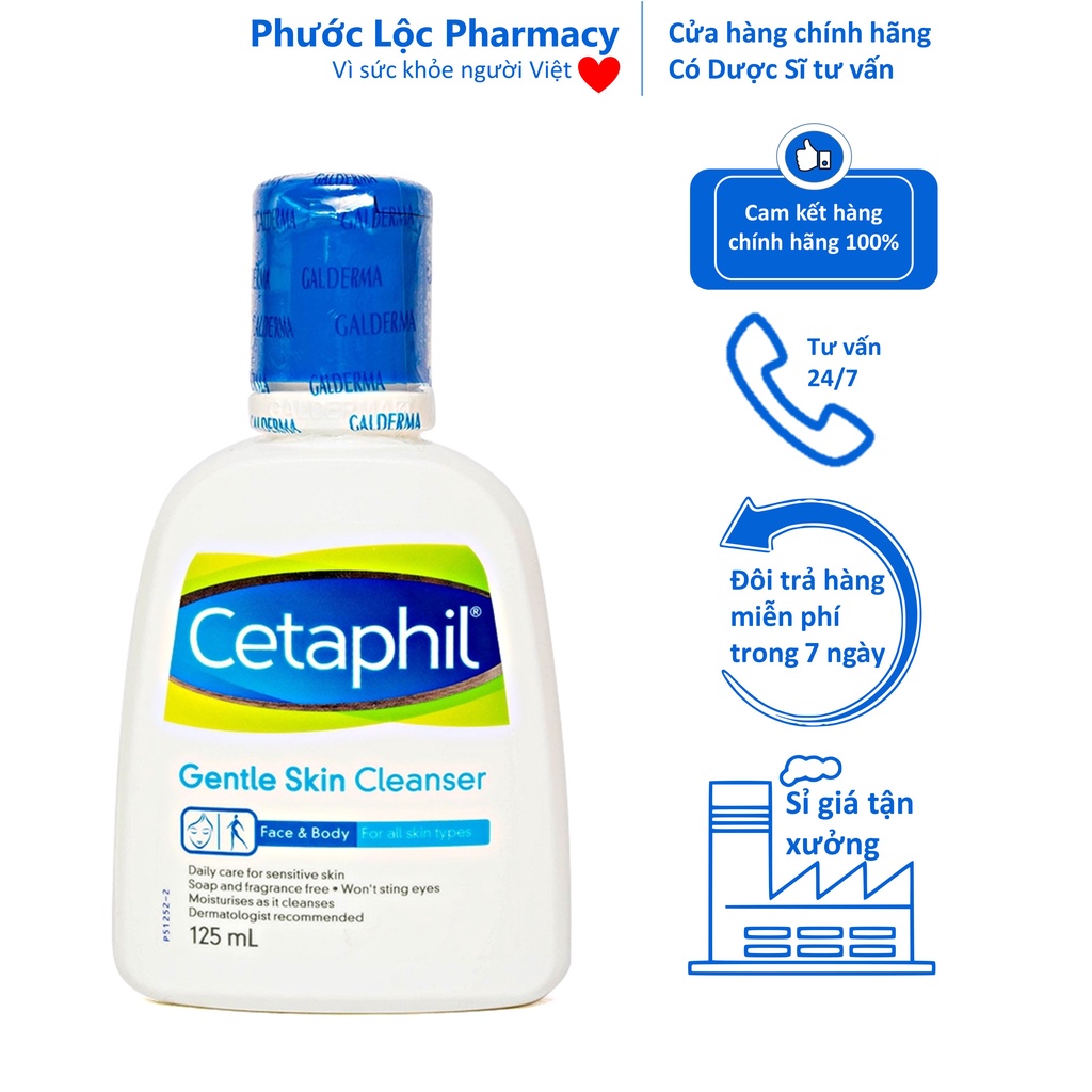 Sữa rửa mặt cetaphil nhỏ. Sữa rửa mặt cho da dầu mụn. Cetaphil gentle skin cleaser 125ml.