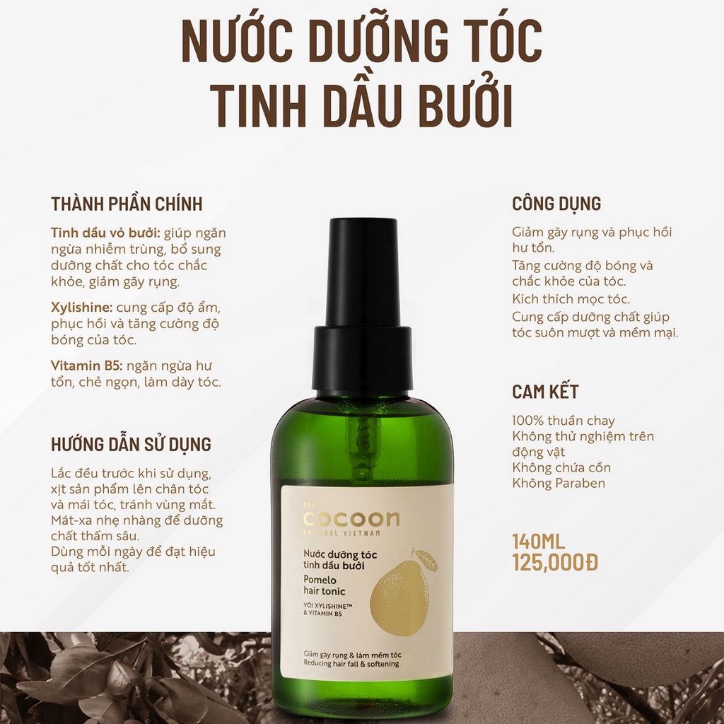 Nước dưỡng tóc tinh dầu bưởi Cocoon 140ml