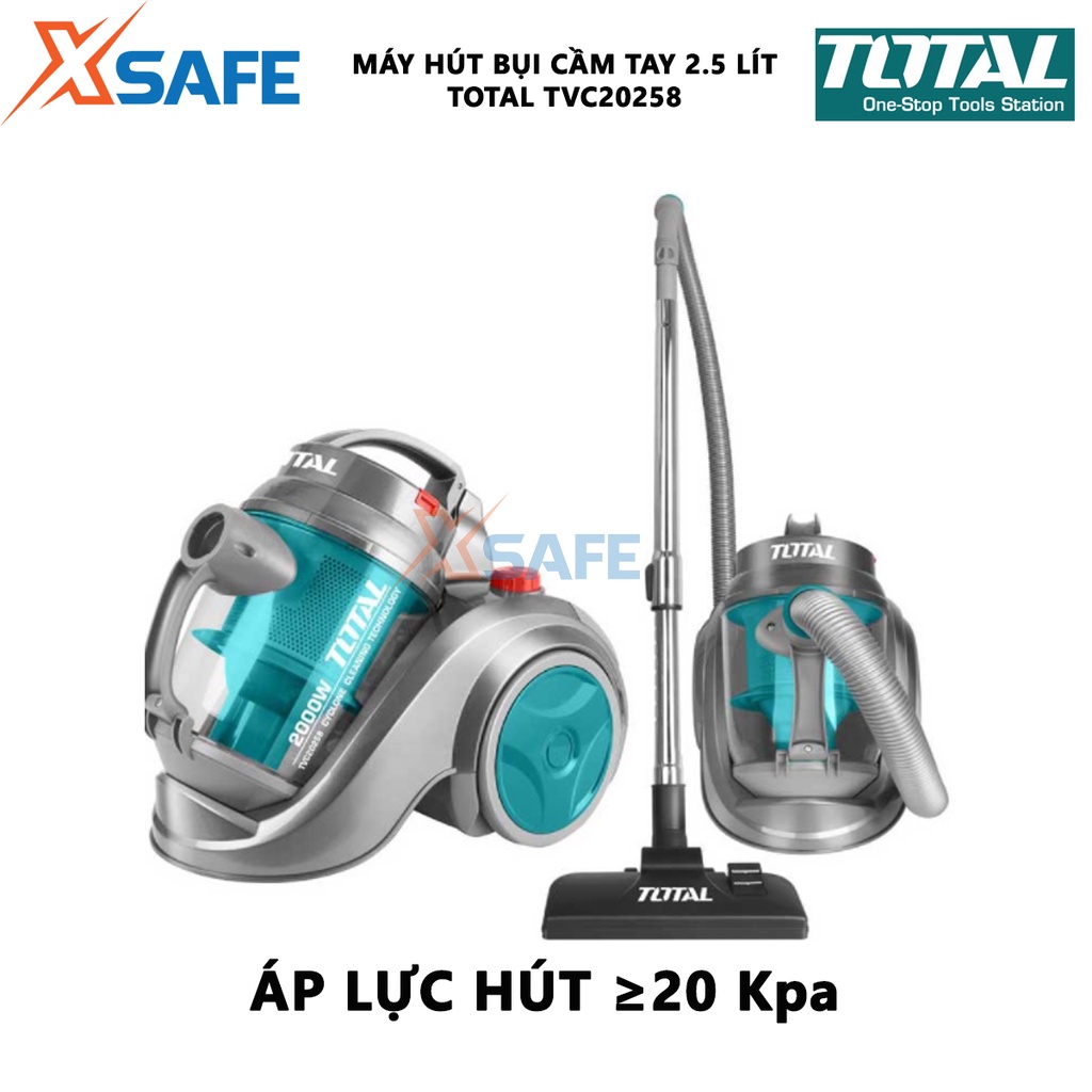 Máy hút bụi cầm tay Total TVC20258 Thiết bị hút bụi mini công suất 260~330W Dung tích:2.5L nhỏ gọn, bánh xe dễ di chuyển