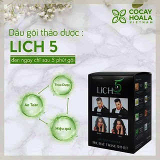 Dầu gội thảo dược đen tóc lich5 - Lịch 5 hộp 10 gói