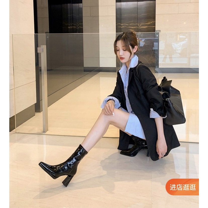 Bốt lửng gót nhỏ cao 8cm sang chảnh mùa thu đông 2023 530