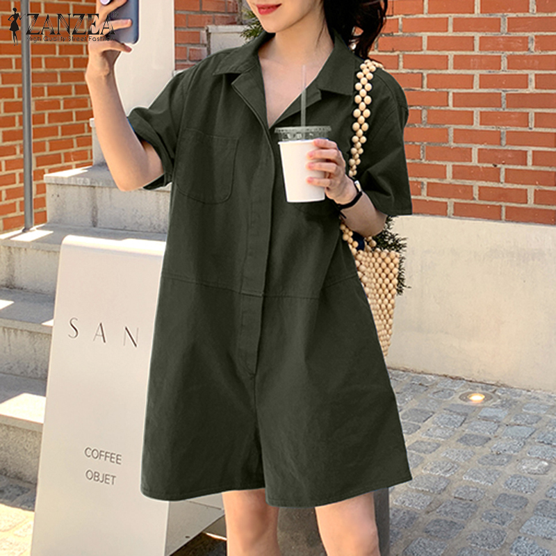Áo liền quần tay ngắn xinh xắn thời trang dành cho nữ ZANZEA