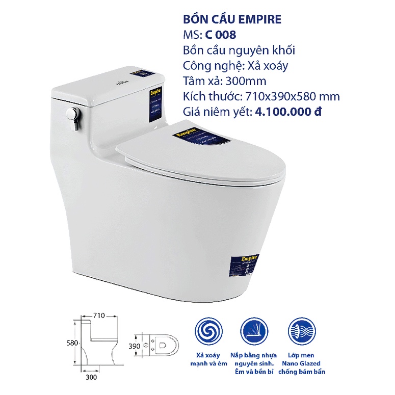 Bồn cầu cao cấp EMPIRE EPVS_C008