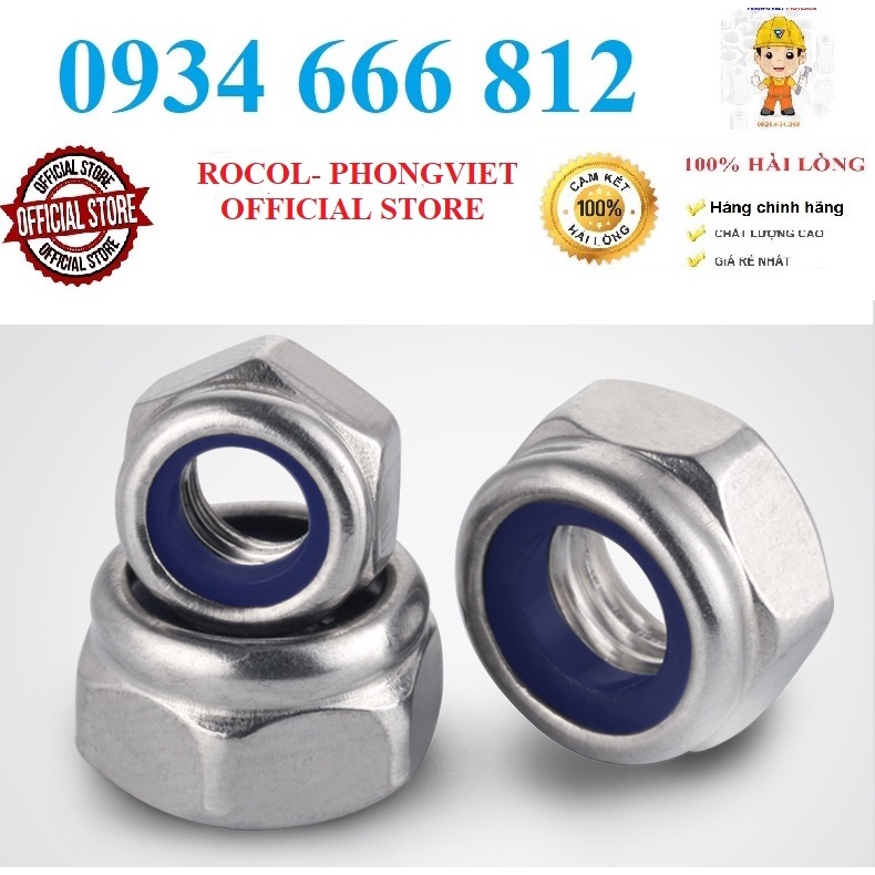 Tán keo DIN985 INOX 304 M3, M4,M5,M6,M8,M10