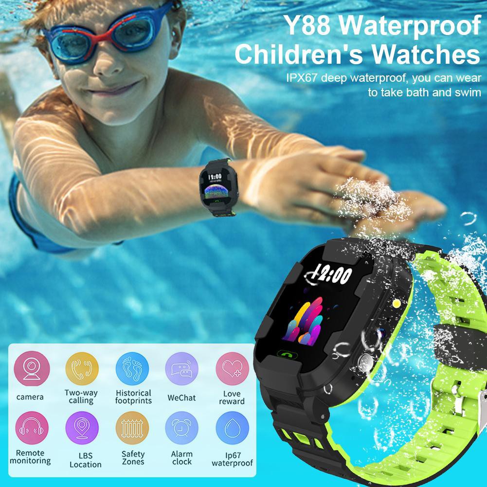 Đồng hồ thông minh Y92 cho trẻ em, smart watch có sim nghe gọi, định vị LBS, có wifi, chống nước ip67, Gọi SOS khẩn cấp