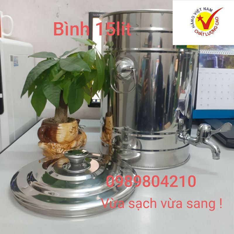 (Có Video SP)Bình đựng nước inox 15 lít có vòi SUS 304 ,Bình nước inox 15 l,Bình nước inox có vòi inox 304, CHÍNH HÃNGVN