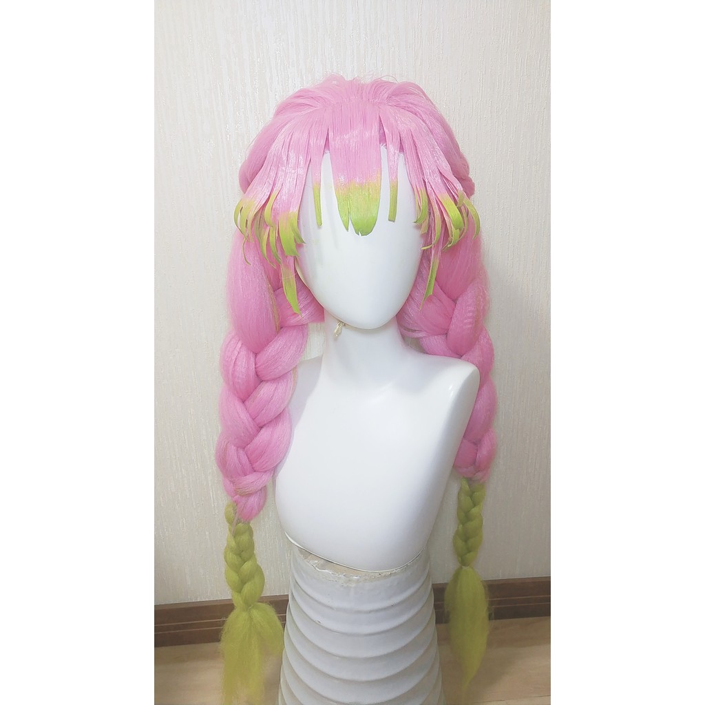 Wig/tóc giả cosplay Mitsuri Kanroji Luyến trụ màu hồng xanh Kimetsu no Yaiba demon slayer
