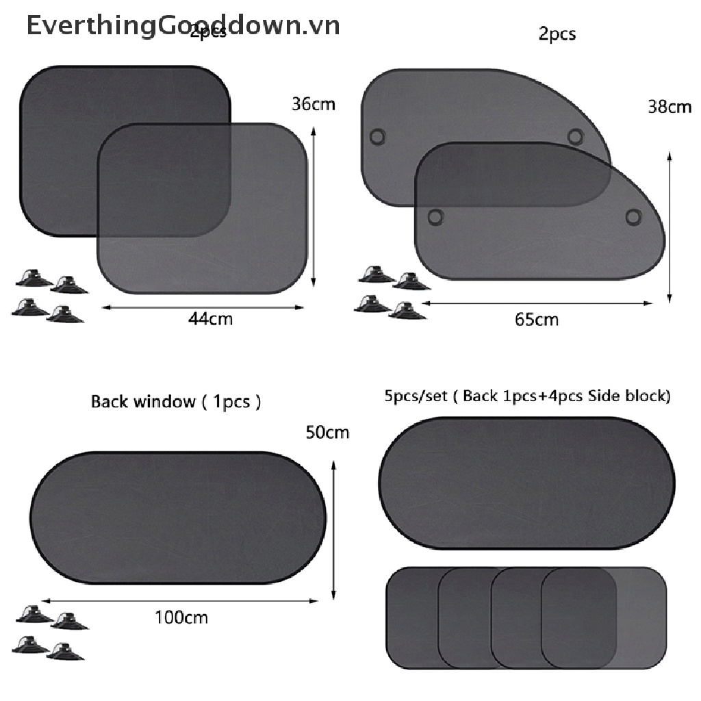 Everthinggooddown set 5 Tấm Lưới Che Nắng Cửa Sổ Xe Hơi Chống Tia UV