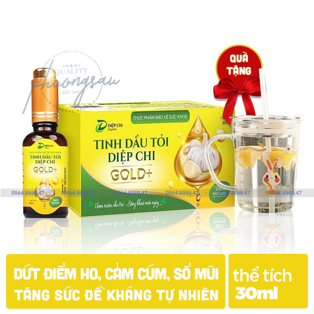 [MẪU MỚI] Dầu Tỏi Diệp Chi Gold, Tặng Ly Chia Vạch , Đánh Bay Ho, Cảm Cúm, Sổ Mũi, Bé Khỏe Mẹ An Tâm