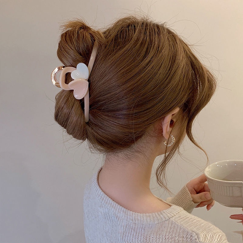 Kẹp Tóc Hình Trái Tim Màu Trà Sữa Dễ Thương Dành Cho Nữ